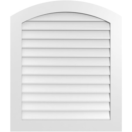 Ekena Millwork Arch Top Surface Mount PVC Gable Vent: Functional, w/ 3-1/2"W x 1"P Standard Frame, 34"W x 40"H GVPAR34X4001SF